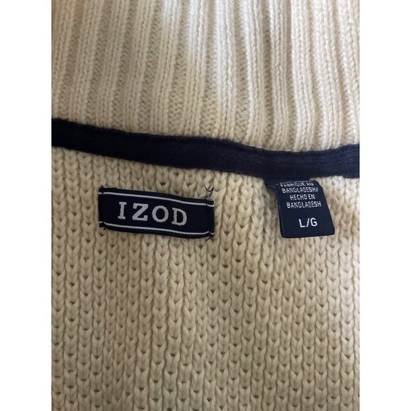 Izod Mens Cream Sweater L/G With Nordic Design 75% Cotton & 25% Acrylic - Picture 4 of 8